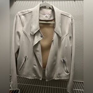 Philosophy Faux Suede Moto Jacket Beige Tan Zip Front Size L